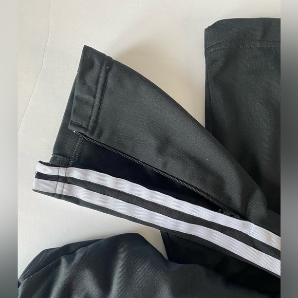 Adidas Climalite Women's Track Pants Three Stripes Black White Ankle Zip Sz M - Picture 8 of 11